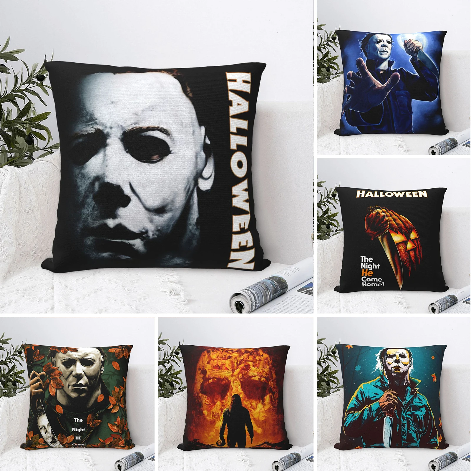 

Чехол для подушки с изображением фильма ужасов Хэллоуина Майкла Майерса, наволочка для дома, кровати, дивана, спальни, подушки, чехол для под...