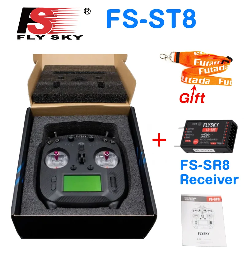 

FLYSKY FS-ST8 2.4G 10CH ANT RGB Assistant 3.0 Radio Transmitter with FS-SR8 Receiver for RC Airplane Car Boat Robot FPV Drone