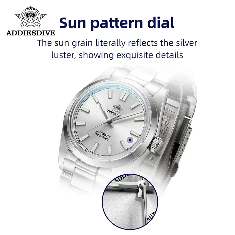 ADDIESDIVE AD2028 Часы для дайвинга BGW9 Супер светящийся пузырьковый зеркальный горшок