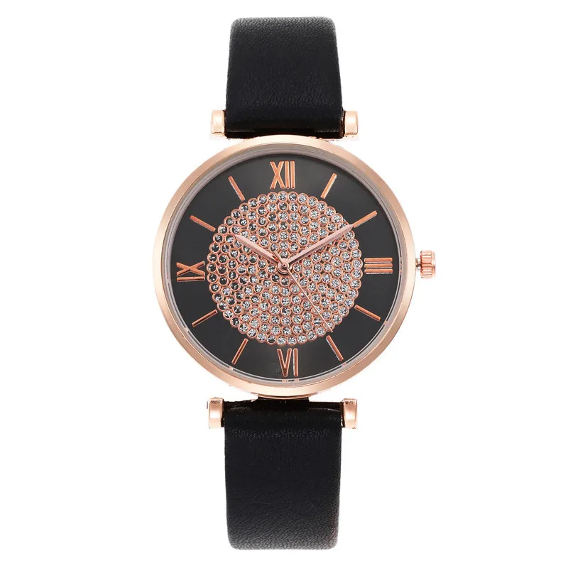 Hot Selling Simple Gypsophila Diamond Ladies Quartz Watch Casual Trend Leather Ladies Watch