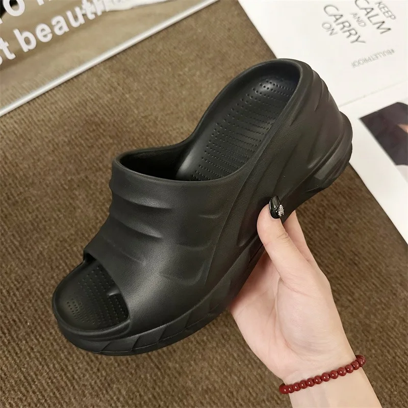 Summer Shoes for Women 2023 Retro Open Toe Women's Platform Slippers Punk Increased Chunky Ladies Wedges Slippers Female Slides