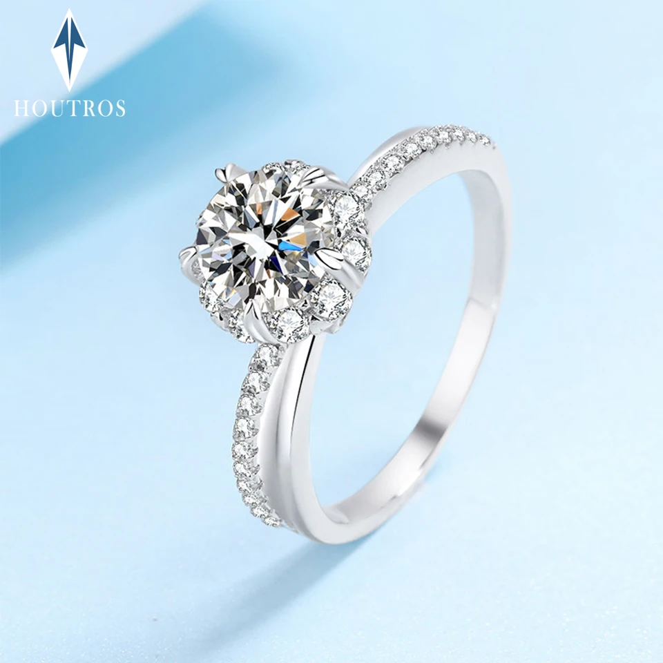 

100% 925 Sterling Silver Zircon Ring For Women Wedding Engagement White Gold Ring Fashion Plated 18k Eternity Band Party Jewelry