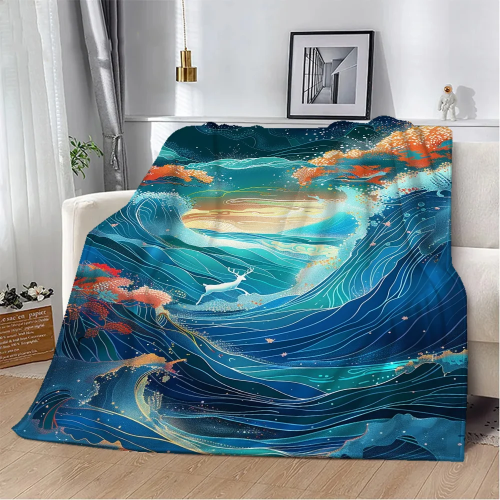 Одеяло большого размера в китайском стиле Midjourney королевская фланелевая флисовая