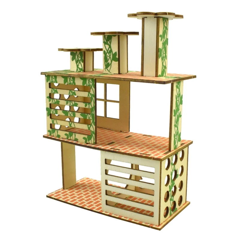 hamster wooden house villa easy to assemble small pets climbing toy hideout for squirrel cage accessories 5 colors free global shipping