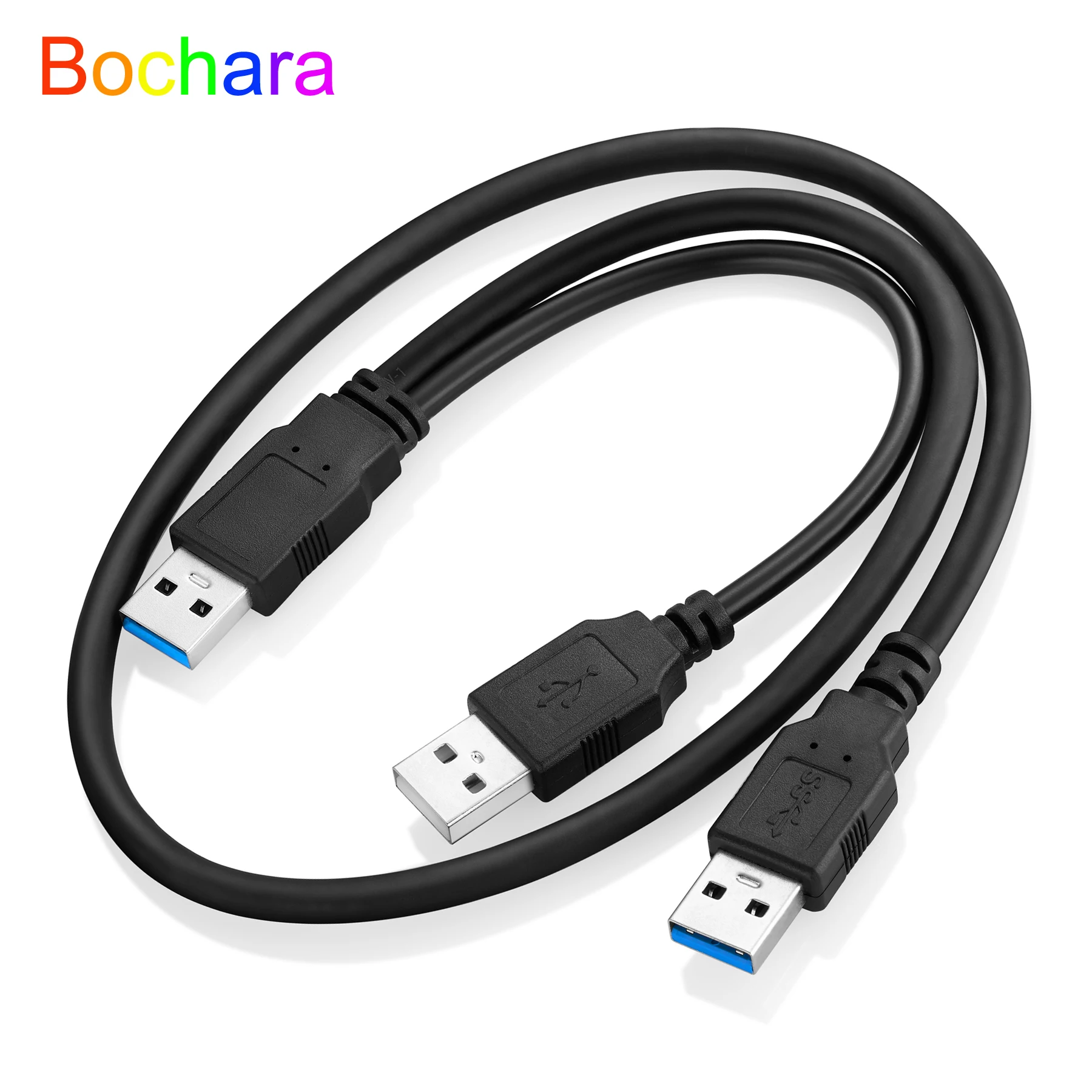 Bochara USB 3.0 Type A папа-тип A папа с фольгой для кабеля питания + Плетеный двойной экранированный для жесткого диска