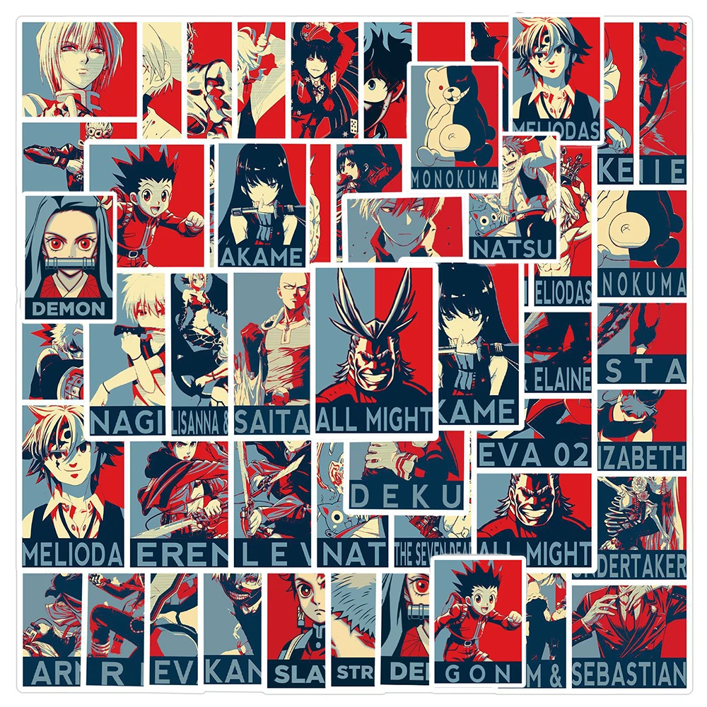 

10/30/50PCS Mix Anime My Hero Academia Demon Slayer Stickers DIY Skateboard Fridge Guitar Motorcycle Luggage Waterproof Sticker