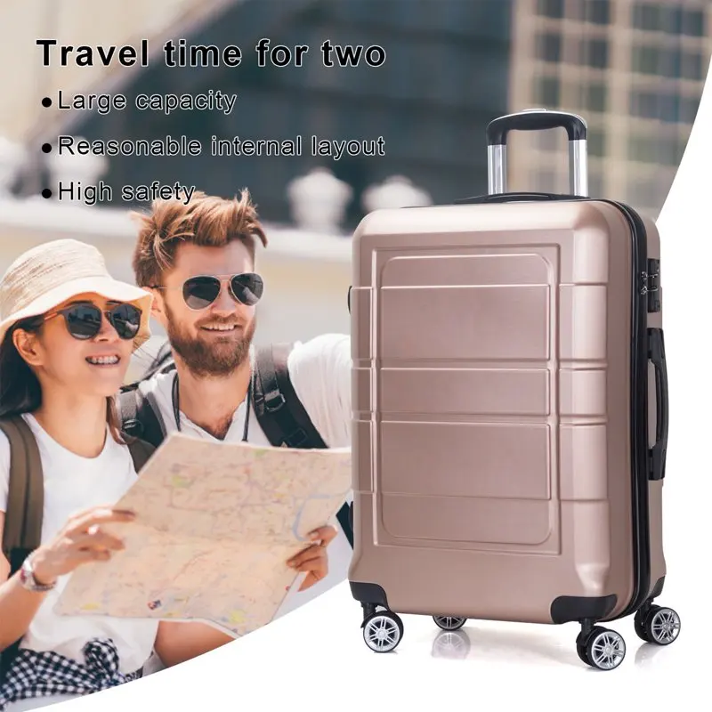 20 Inch Carry On Luggage, TSA Lock, Travel Suitcase with Spinner Wheel, Gold