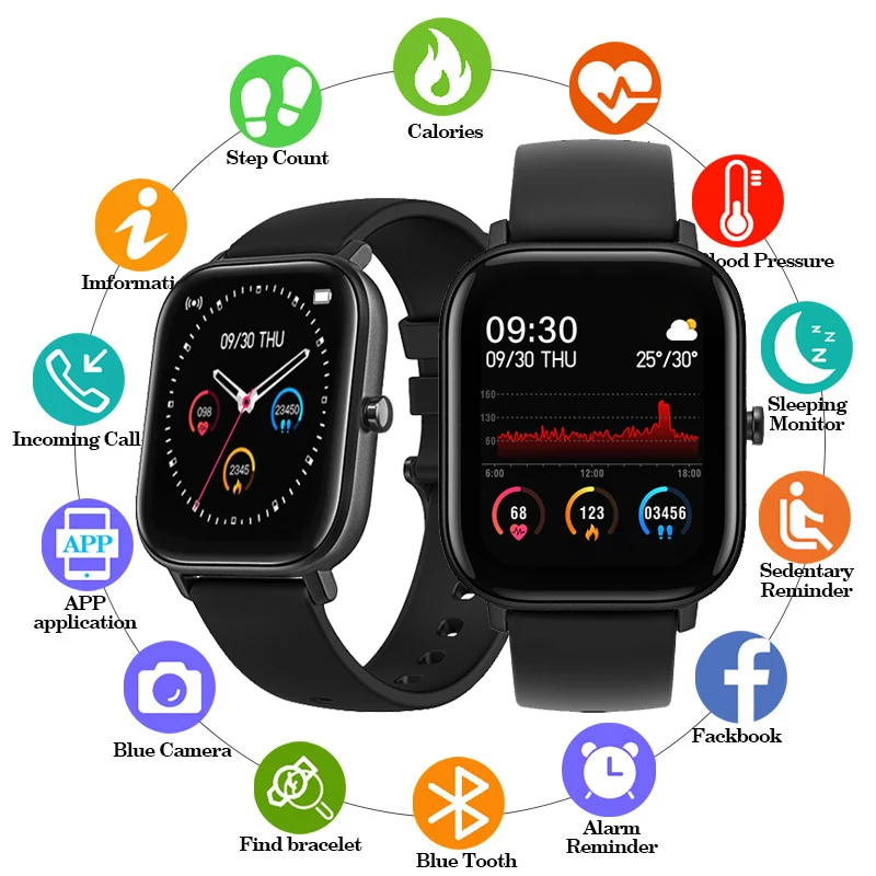 

P8 Full Touch Bluetooth Smart Watch Men Women Bracelet Sport Fitness Blood Pressure Heart Rate Monitoring SmartWatch