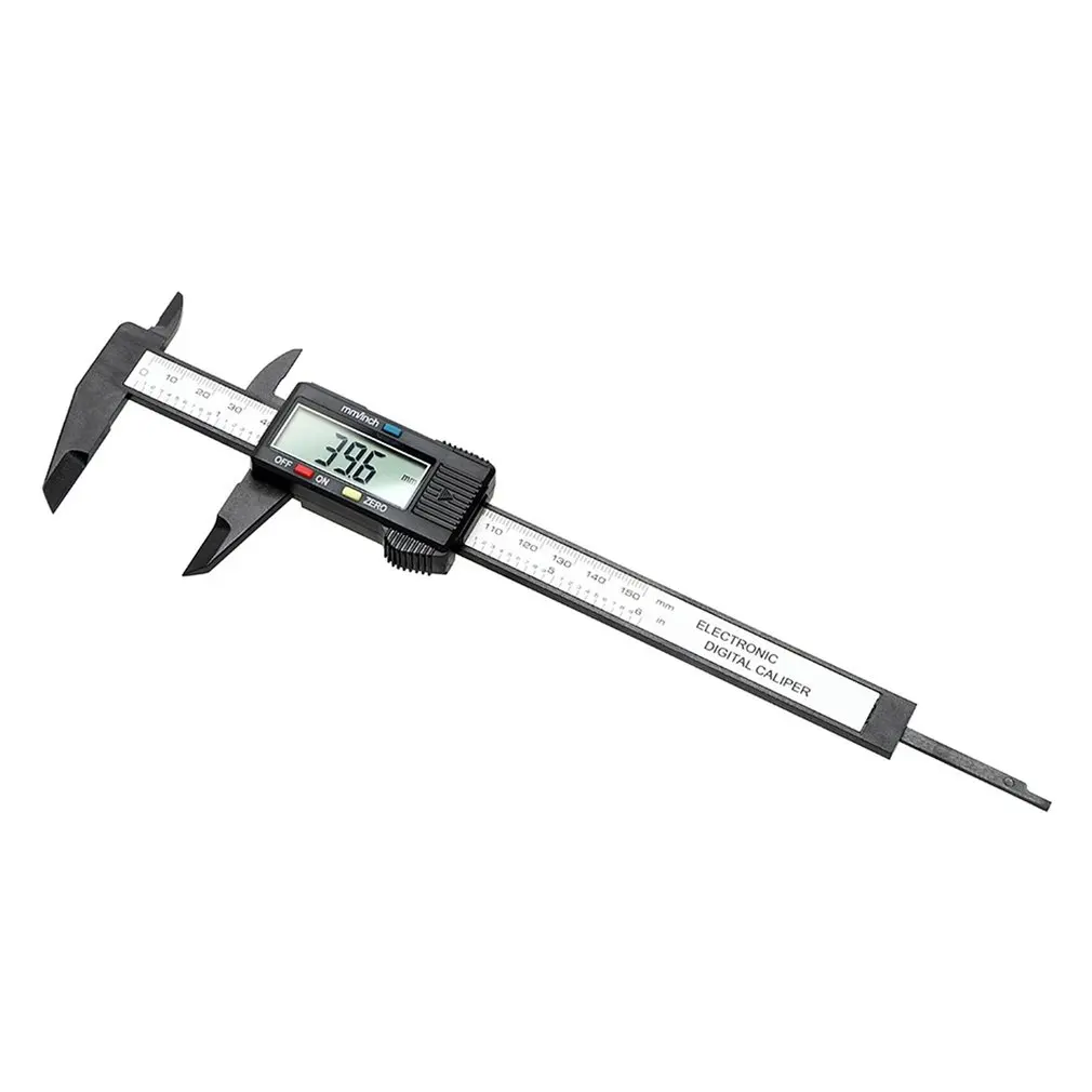 

150mm 6inch LCD Digital Electronic Carbon Fiber Vernier Caliper Gauge Micrometer Measuring Tool Black