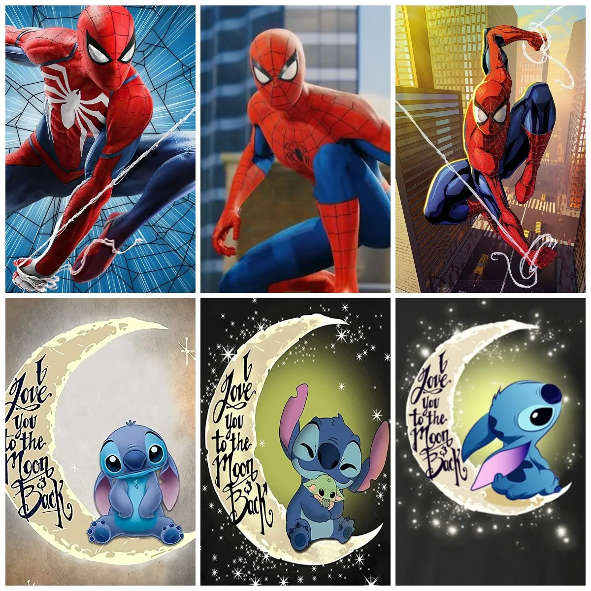 5D DIY Diamond Painting Disney Lilo & Stitch Spiderman Cartoon Mosaic Art Full Square Round Embroidery Home Decor Gifts