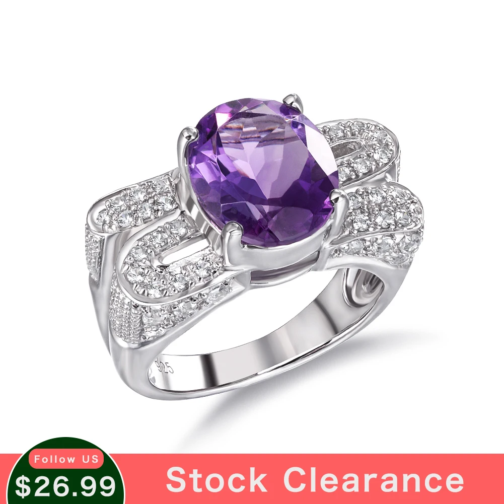 

GZ ZONGFA Original 925 Sterling Silver Ring for Women Big Oval Natural Amethyst Gemstone 12*10mm Sparkling Wedding Fine Jewelry