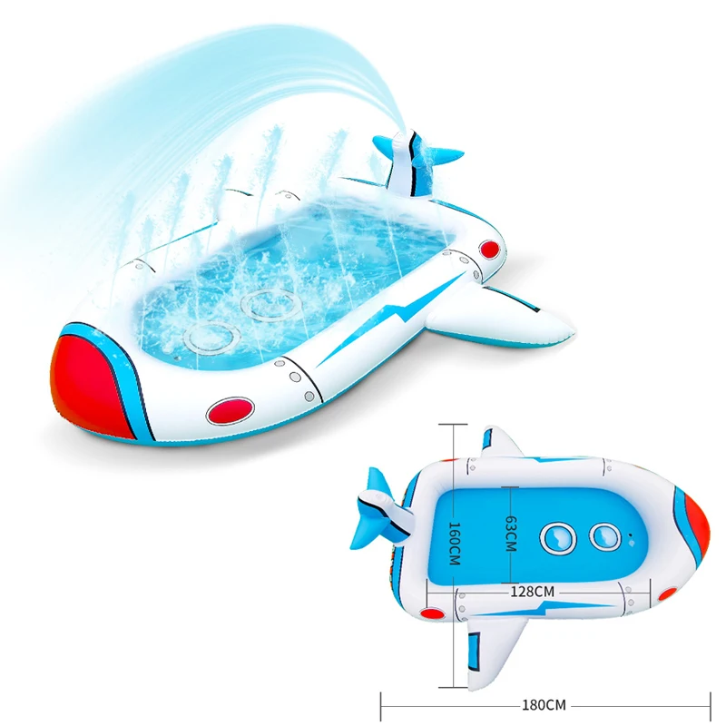 

Inflatable Water Spray Pad Kawaii Cartoon Plane Shape Sprinkle Mat Splash Play Cushion Kids Swiming Pool Toy Summer Game Party