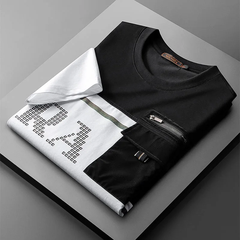 Футболка мужская с коротким рукавом на молнии карманами |