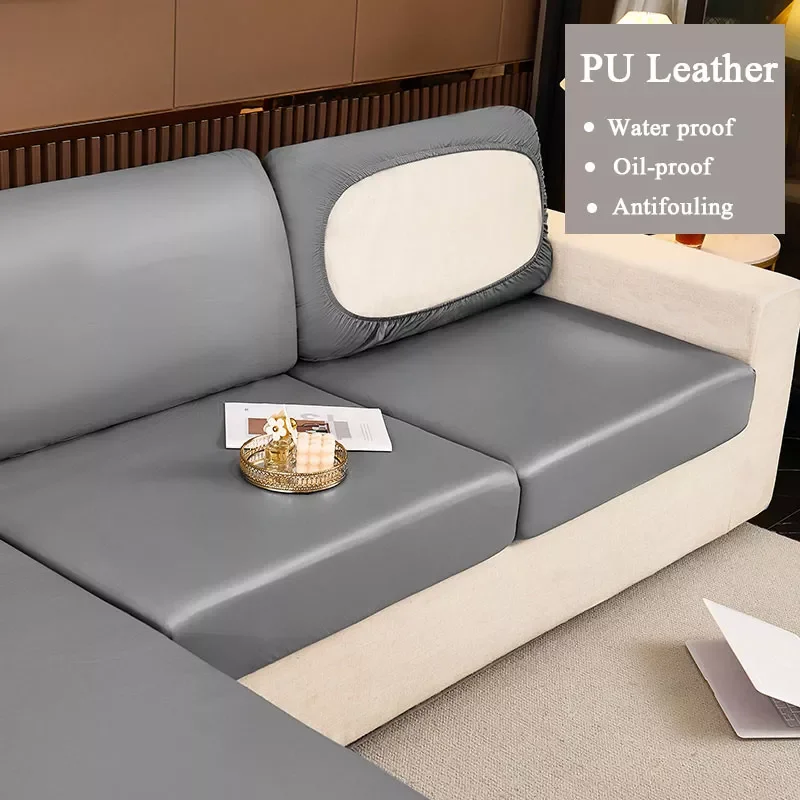 

PU Leather Waterproof Sofa Seat Cushion Cover Stretch Pets Kids Furniture Protector Couch Slipcover Home Decor