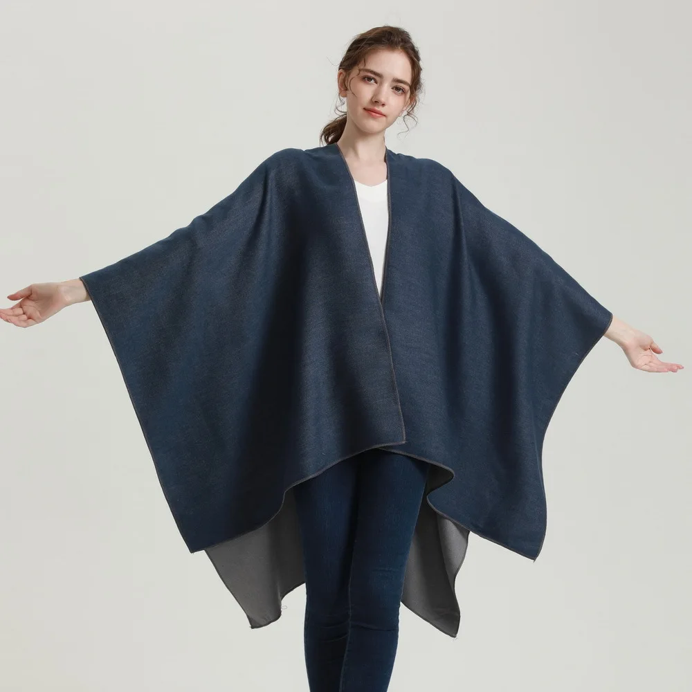 

Luxury Cashmere Scarf Comfortable Slit Shawl Cloak Wrap Nap In Air-conditioned Room Blanket Pashmina Elegance Female Poncho 2023