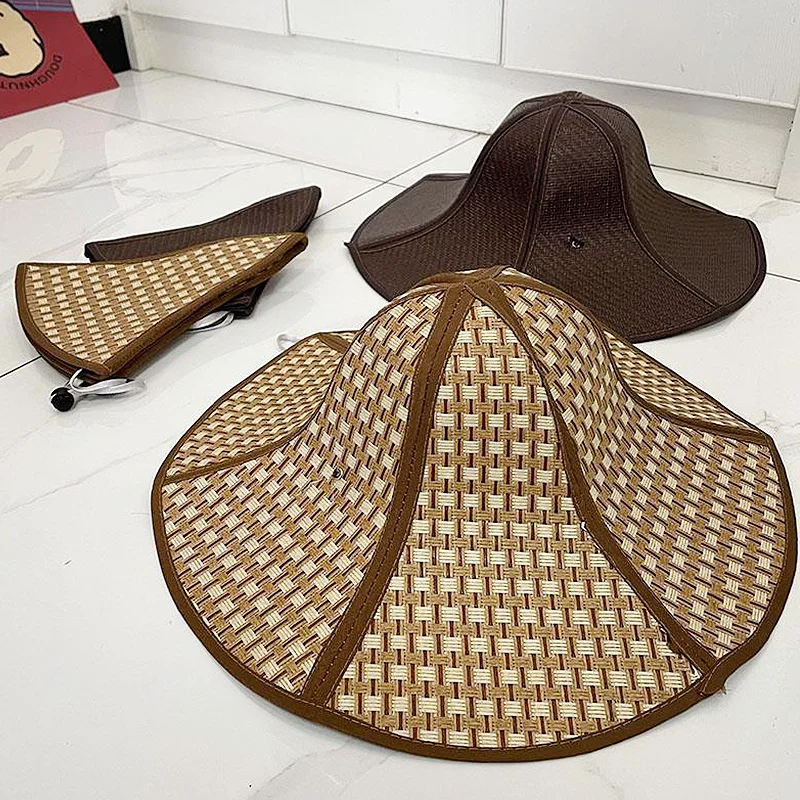 

Women Anti-ultraviolet Sunshade Hats Portable Breathable New Foldable Straw Hat Fashion Straw Weaving Unisex Men Fisherman Cap