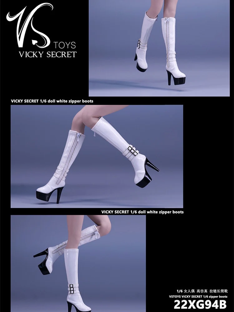 VSTOYS 22XG94 1/6 Женские солдатские средние сапоги Сексуальные на молнии Полые туфли