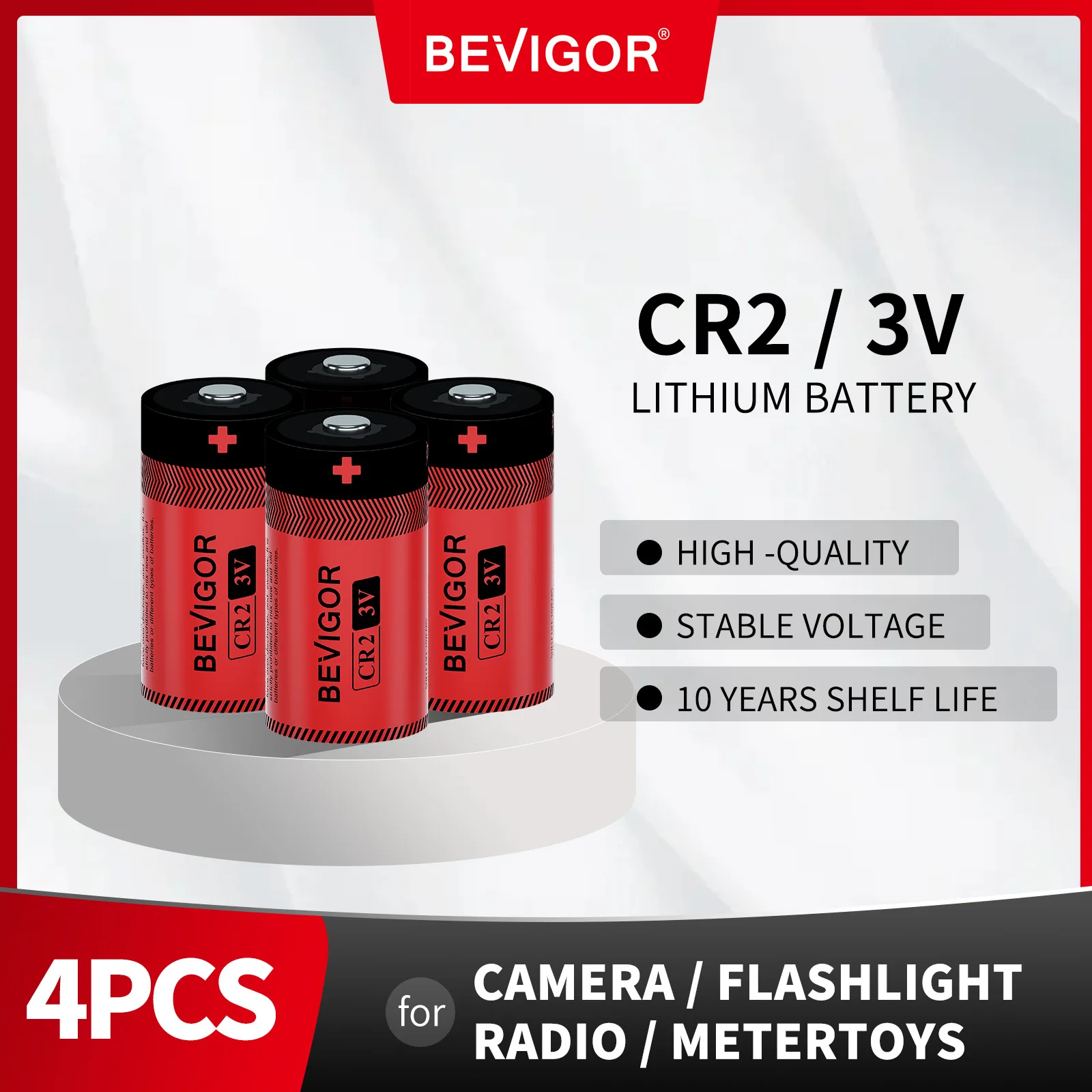

4PCS BEVIGOR CR2 CR15H270 DLCR2 ELCR2 3V Lithium Battery for LED Flashlight Digital Camera Doorbells Alarm Dry Primary
