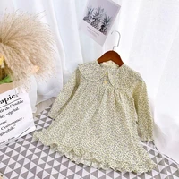 girls dress 2022 spring and autumn foreign style childrens lapel pastoral floral ruffled long sleeved princess dress