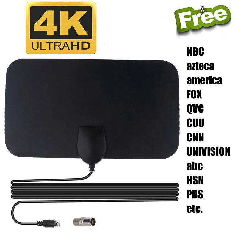 TVS Antena TV Digital HDTV 4K IPTV Germany Wifi Antenna TV Interior Smart TV 20Dbi DVB-T2 50-Mile Free Channels Signal Receiver