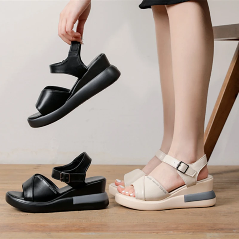 

Женские сандалии 2023, женские сандалии в британском стиле на высоком каблуке и платформе, босоножки «рыбий бис», обувь на танкетке с пряжкой, женская обувь