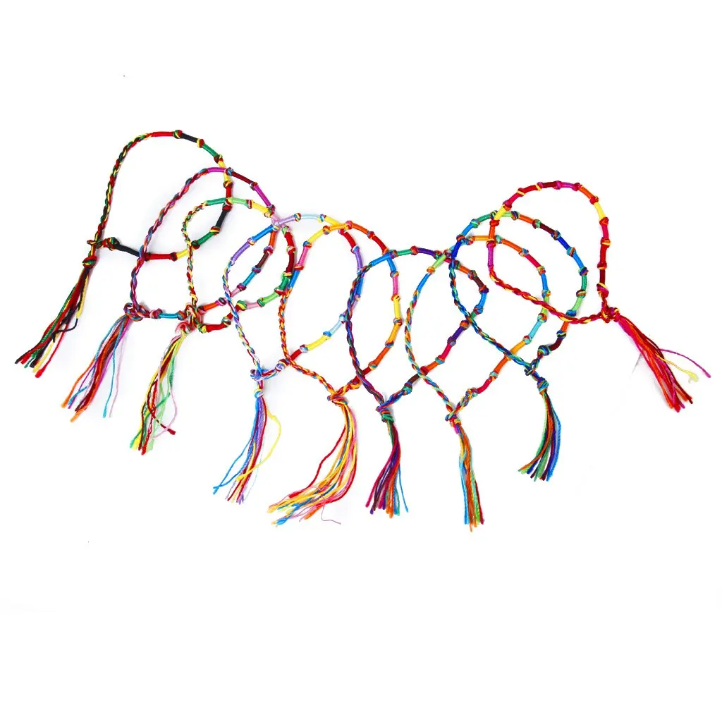 

9 ярких плетеных браслетов дружбы в стиле хиппи, резьбовой браслет на запястье, гофрированный браслет случайного цвета