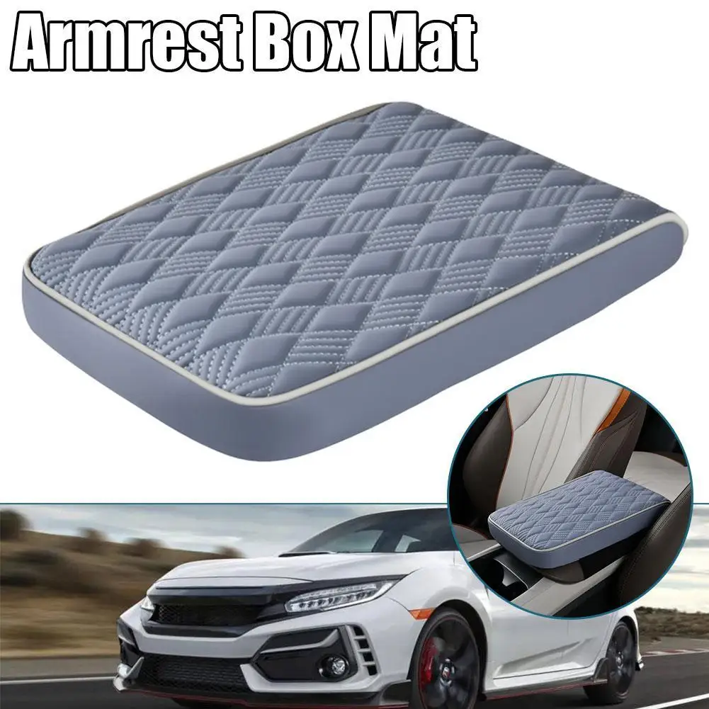 

Wave Embroider PU Leather Car Armrest Mat Center Console Arm Rest Protection Cushion Auto Armrests Storage Box Cover Pad