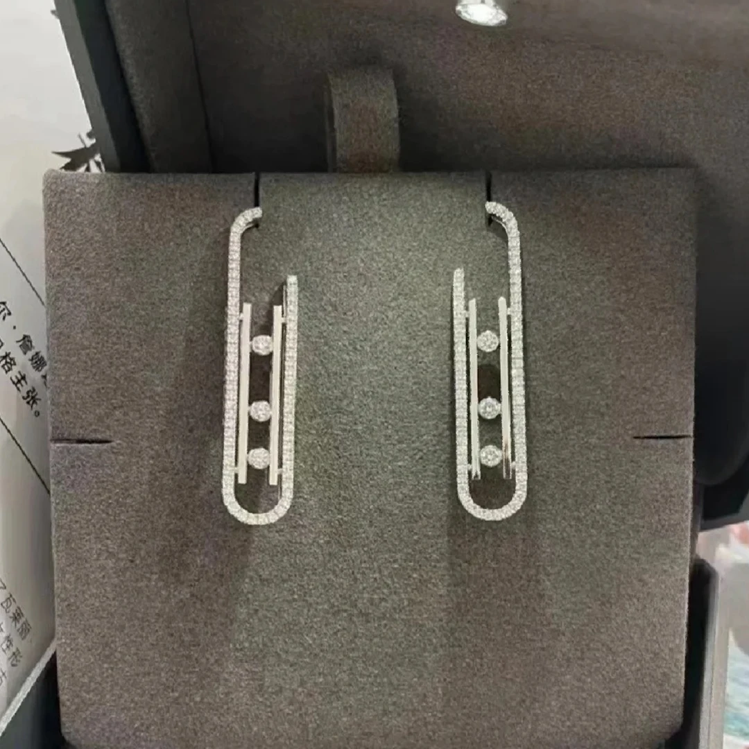 Женские серьги из серебра 925 пробы с тремя бриллиантами Роскошные украшения