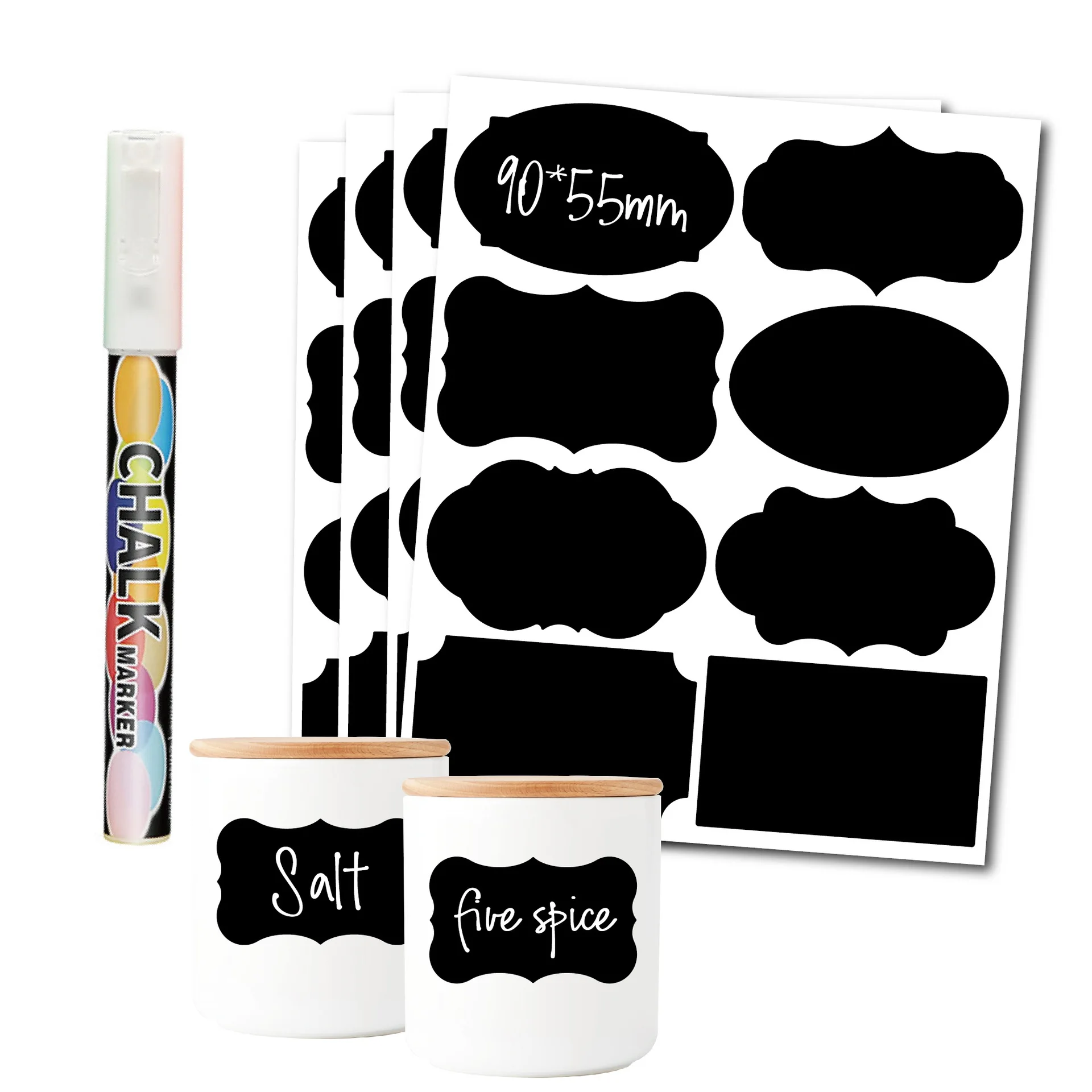 

10 Pcs Blackboard Stickers Erasable Waterproof Removable Large Small Bottle Jar Color Black PVC Post-It Notes Mark Stickers