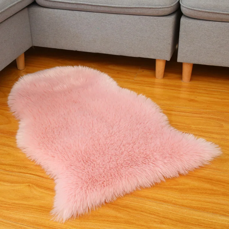 

Irregular Long Soft White Faux Sheepskin Fur Area Rugs Kids Livingroom Bedroom Floor Mat Shaggy Silky Plush Carpet Faux Fur Rug