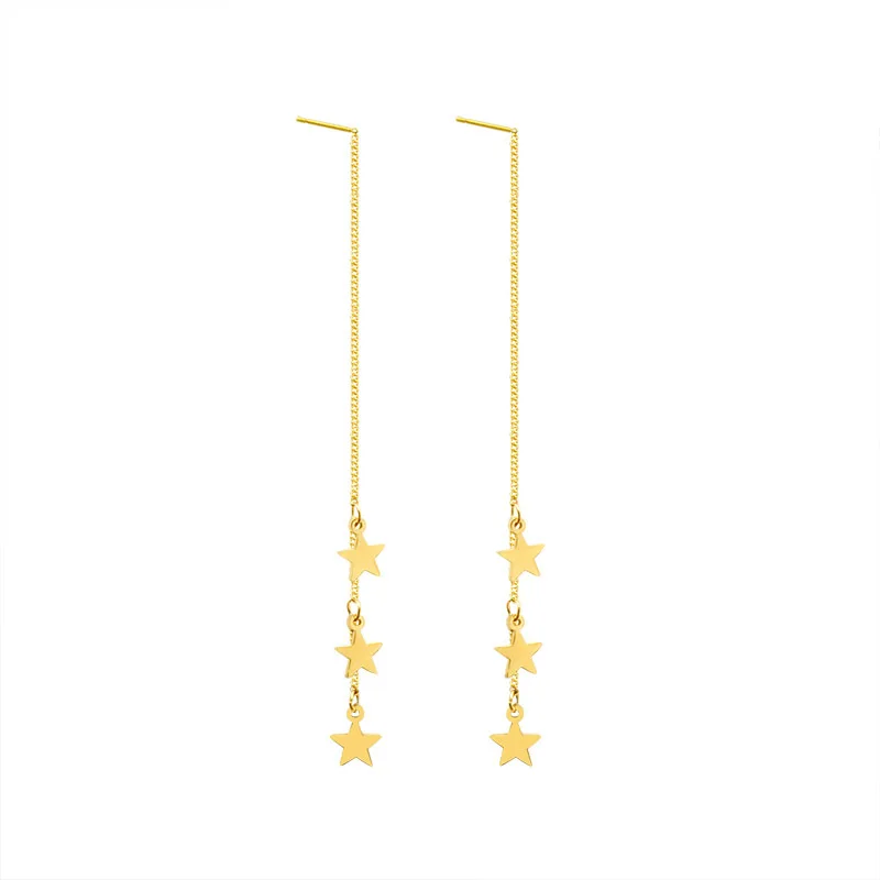 New Women's Unusual Earrings Three Stars Long Tassel Ear Lines Women Dangling Jewelry Wedding Drop Earring