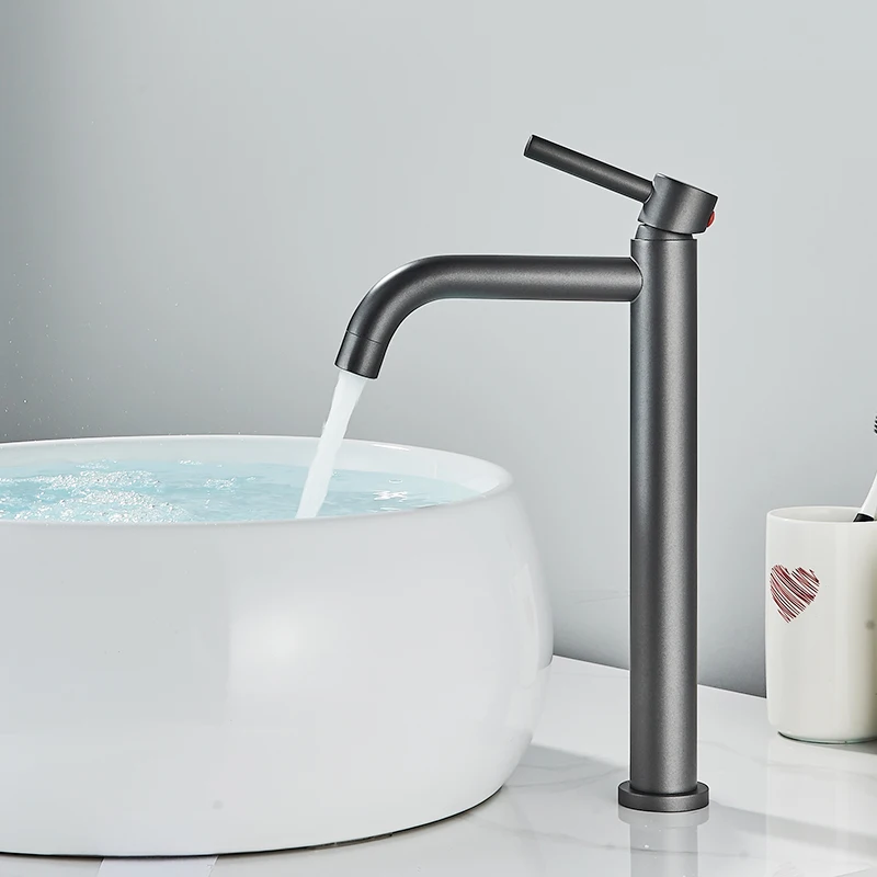 

Black Chrome Tall Basin Sink Faucet Slim Bathroom Washbasin Water Mixer Tap Hot Cold Water Basin Crane Tap Bathroom Tap