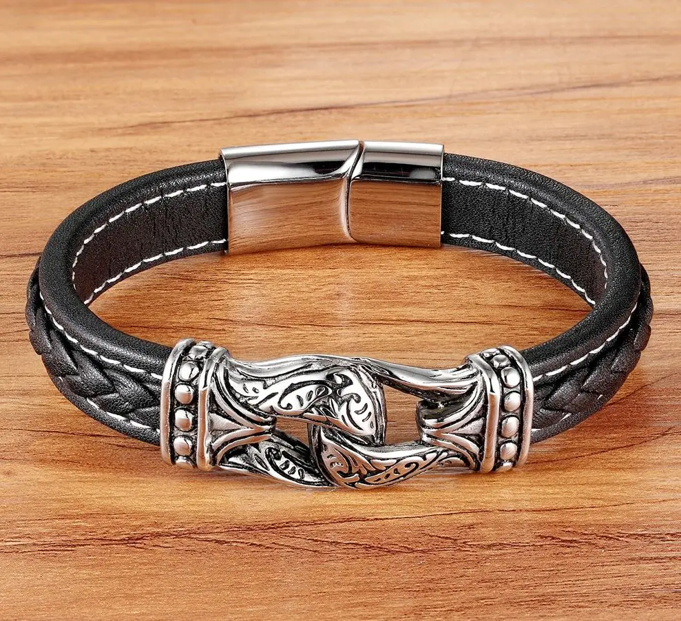 

TYO New Arrival Neo-Gothic Style Magnificent Accessories Genuine Leather Bracelets & Bangles for Men Pulseiras Masculina