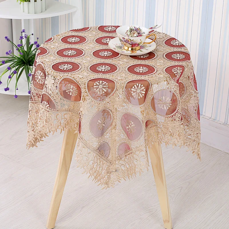 

European Style Lace Dining Table Fabrics Tablecloth Hollow Embroidered Jacquard Series Tea Table Cloth Covering Cloth