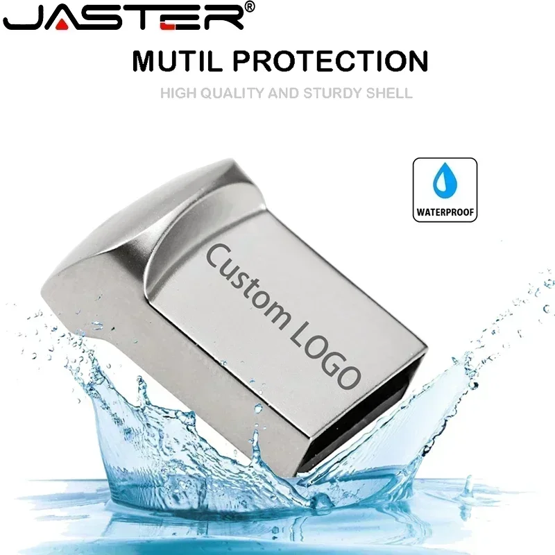 Фото JASTER Мини-металлические флэш-накопители USB 2.0 Серебряные деловые подарки Memory Stick Pen Drive Водонепроницаемые устройства хранения 32 ГБ 64 ГБ U-диск №3