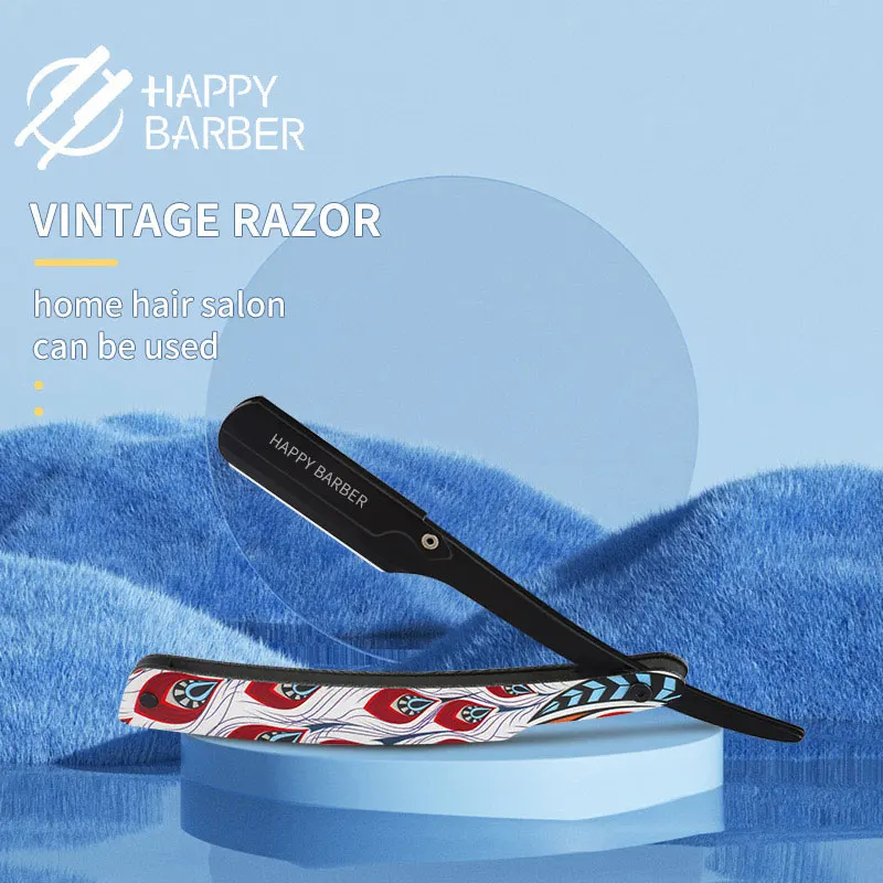 

Happy Barber Razor Shaving Knives Colourful Professional Manual Shaver Straight Edge Stainless Steel Sharp Shaving Razors Custom