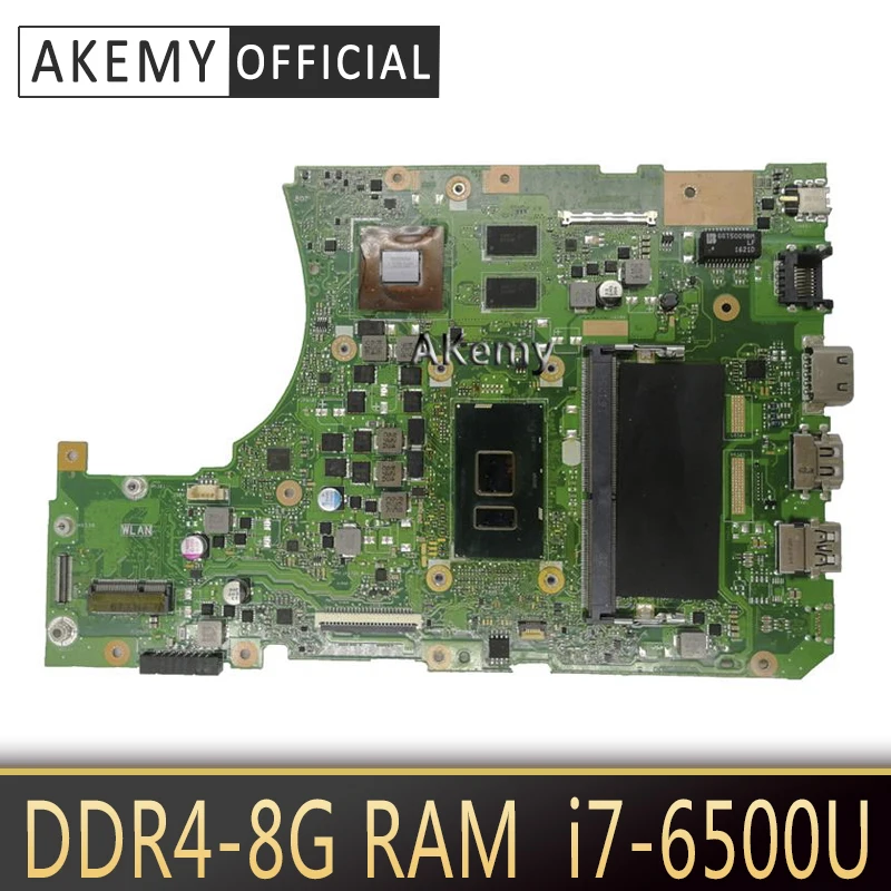 

Akemy X556UV Laptop motherboard DDR4 8g RAM I7-6500 for ASUS X556UQ X556UV X556UB X556UR X556U Test mainboard X556UV motherboard