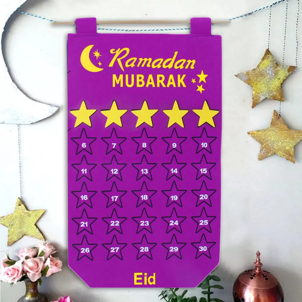 

Eid Mubarak DIY Felt Calendar Countdown Ramadan Decoration For Home Islamic Muslim Party Decor Ramadan Kareem Eid Al Adha Gifts