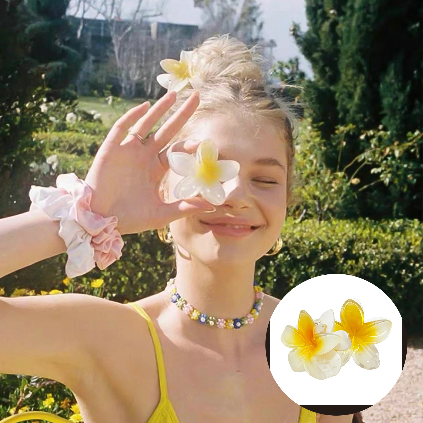 

Fashion Women Beach Vacation Bohemia Egg Flower Hair Clips Flower Large Hair Claw Hairpin Styling Tools Women Girls Accessories