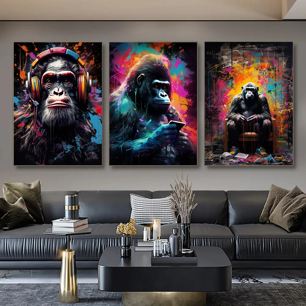 1 шт. Картина на холсте абстрактное искусство черный фон наушники и шляпа в