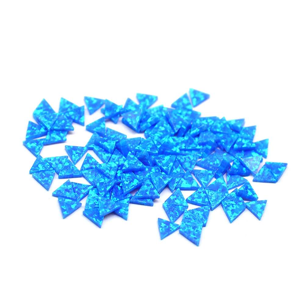 

Beadsnice Imported Raw Material Opal Synthetic Opal Opal Straight Triangle Double-Sided blue synthetic Flat