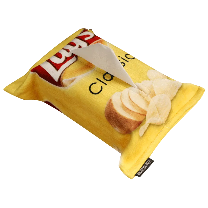 

Potato Chip Pattern Tissue Boxes Creative Desktop Cloth Napkin Holder Car Tissue Bag Sundries Storage Box Car Supplies