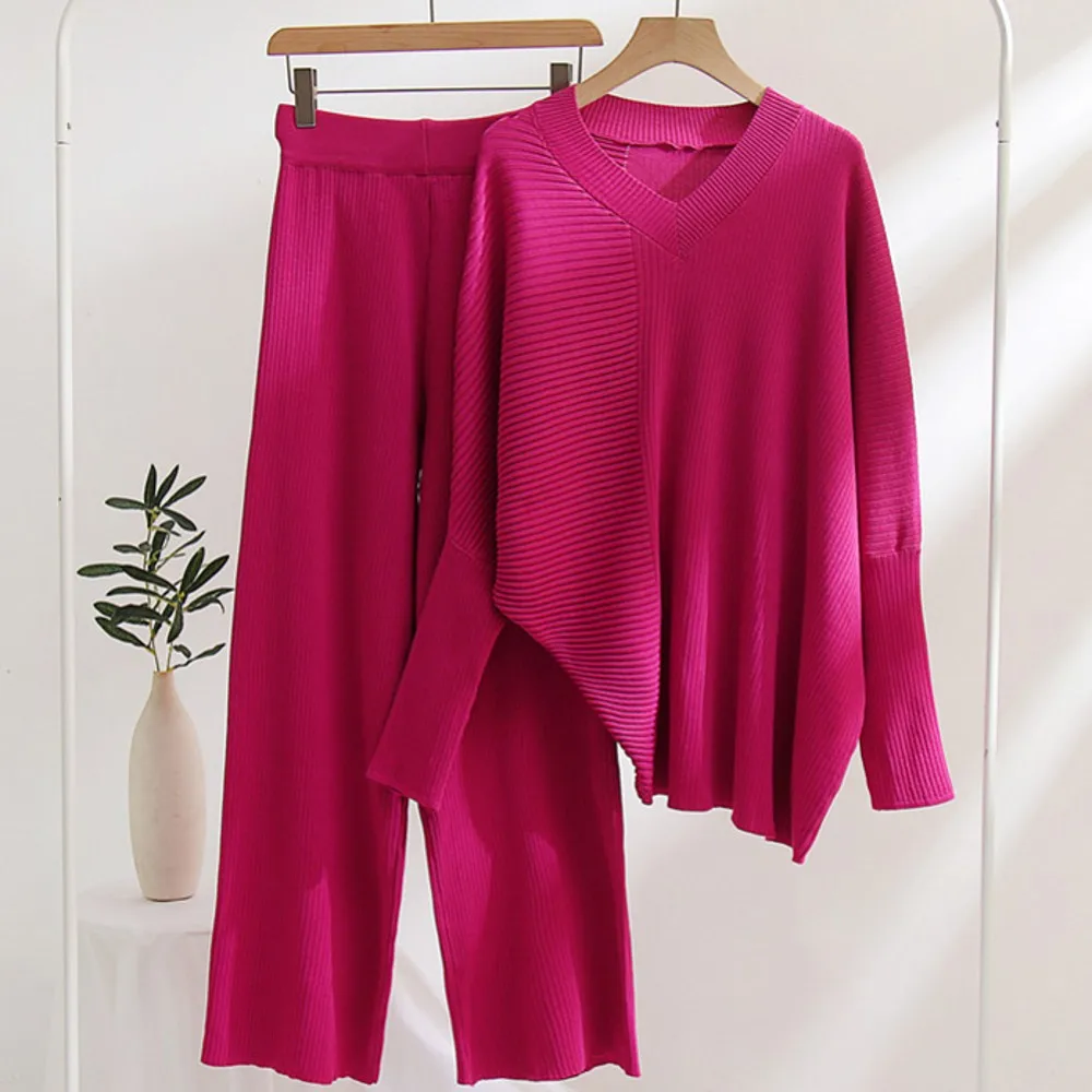 

Two Piece Sets Women Dashiki African New Long Sleeve Knitted Sweater Tops And Skinny Pants Matching Sets Fashion Tracksuit Sets