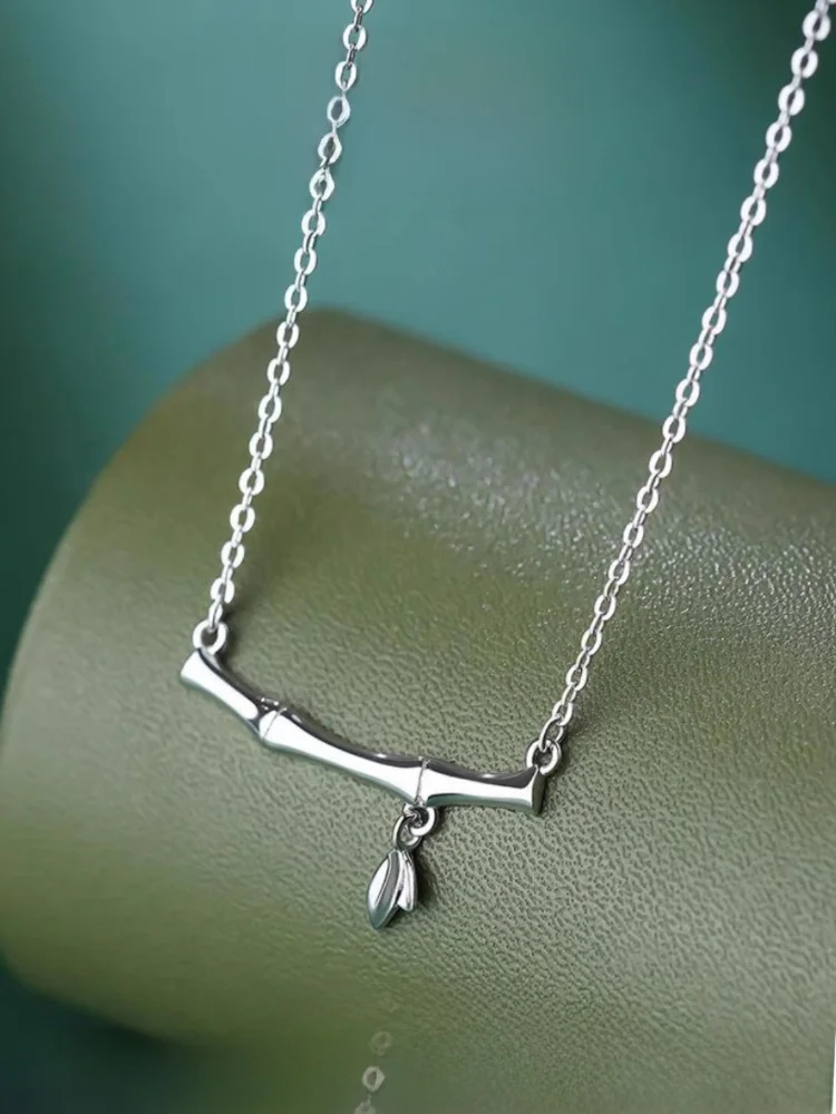 Фестиваль Высотное бамбуковое ожерелье из стерлингового серебра Женское колье