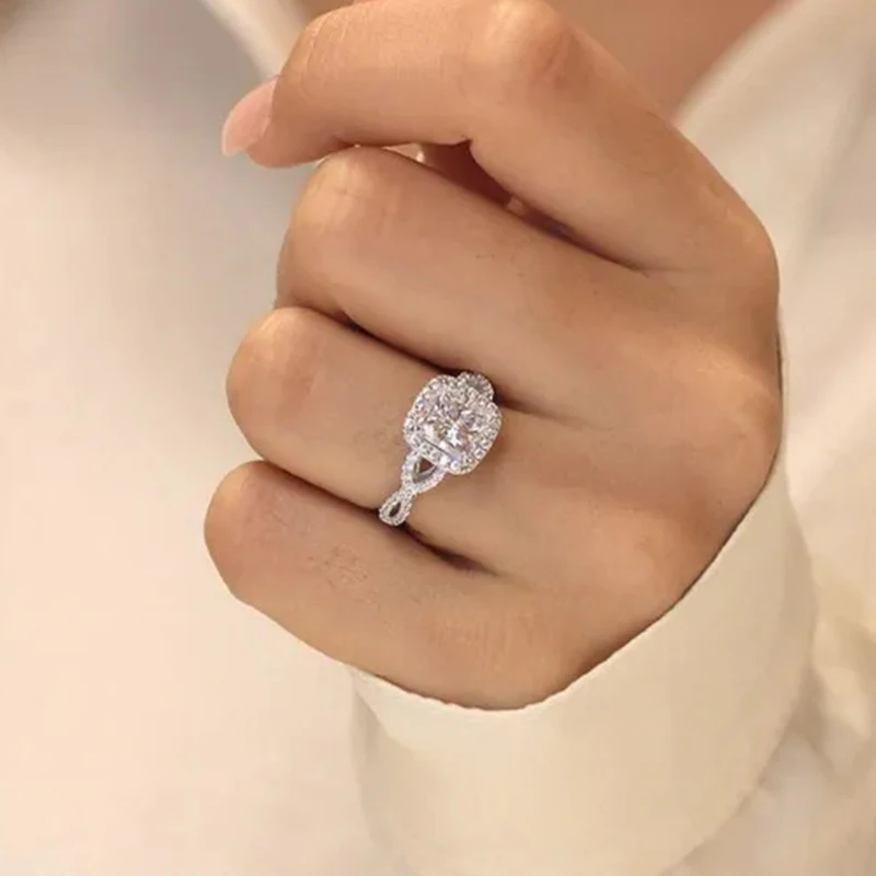 

кольцо женское парные кольца кольца женские 2022 тренд Классические Элегантные женские сверкающие квадратные циркониевые кольца, Лидер прод...