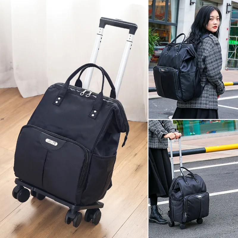

2023 Wheeled Bag For Travel Trolley Bags Women Backpack With Wheels Oxford Large Capacity Rolling Luggage Suitcase