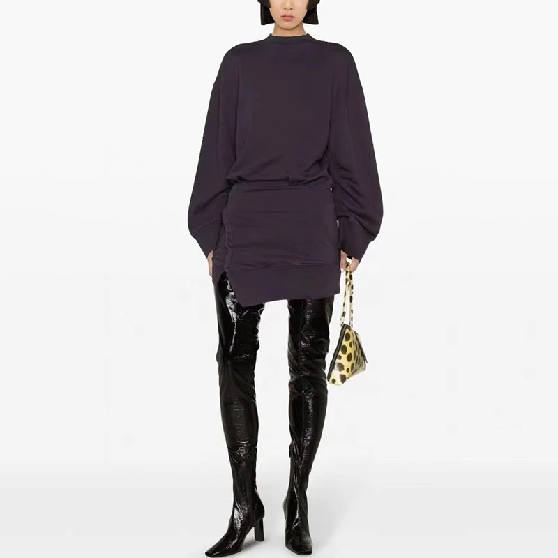 Женское тонкое флисовое платье облегающая плиссированная короткая юбка с поясом