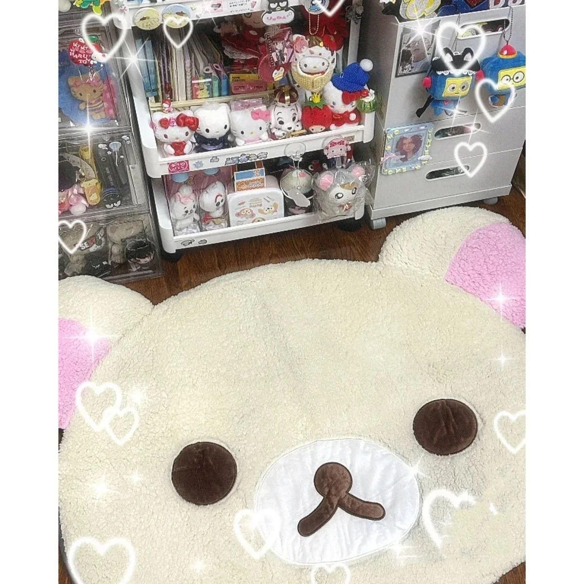 Фото Ковер Kuna Bear Rilakkuma, милый мультяшный медведь, мягкий плюшевый напольный коврик из Кореи для спальни, прикроватный коврик для дома. №3