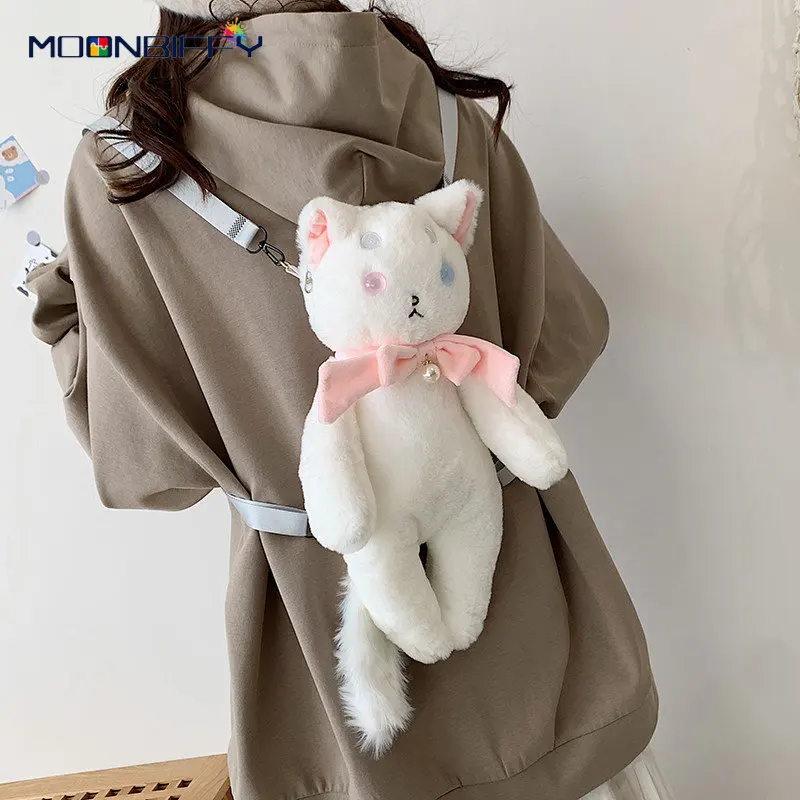 New Kawaii Cat Girl Lolita Cute Cat Doll Shoulder Bag Japanese Women Plush Backpack Cartoon Girlfriends Children's Birthday Gift