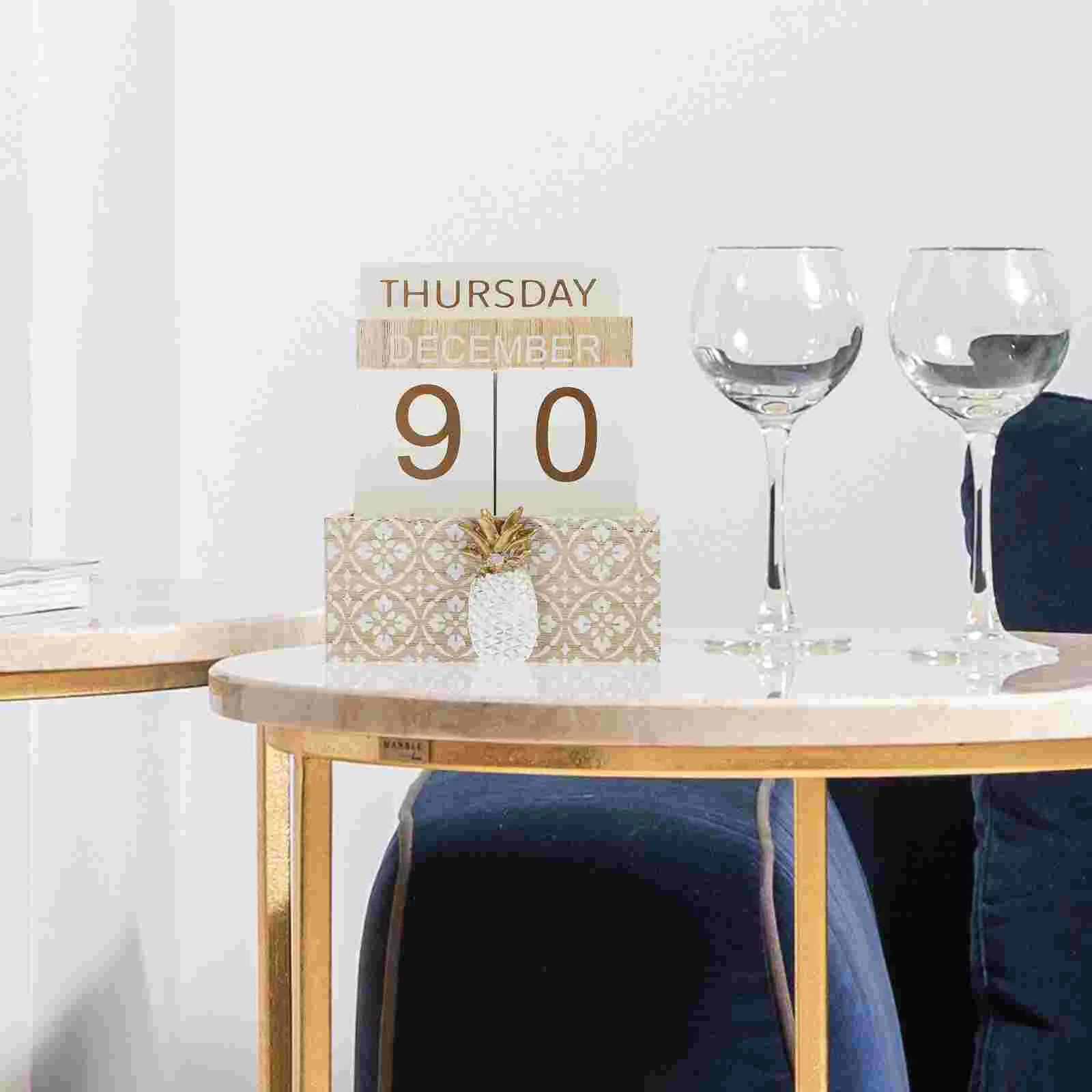 

Wooden Block Calendar Desktop Removable Calendar Wooden Perpetual Desk Calendar